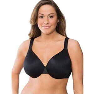 Cacique Bra Smooth Satin Full Coverage Mesh Sides U/W 46DD Black Lane Bryant
